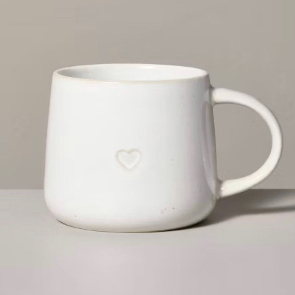 16oz Reactive Glaze Stoneware Mug with Embossed Heart Sour Cream - Hearth & Hand